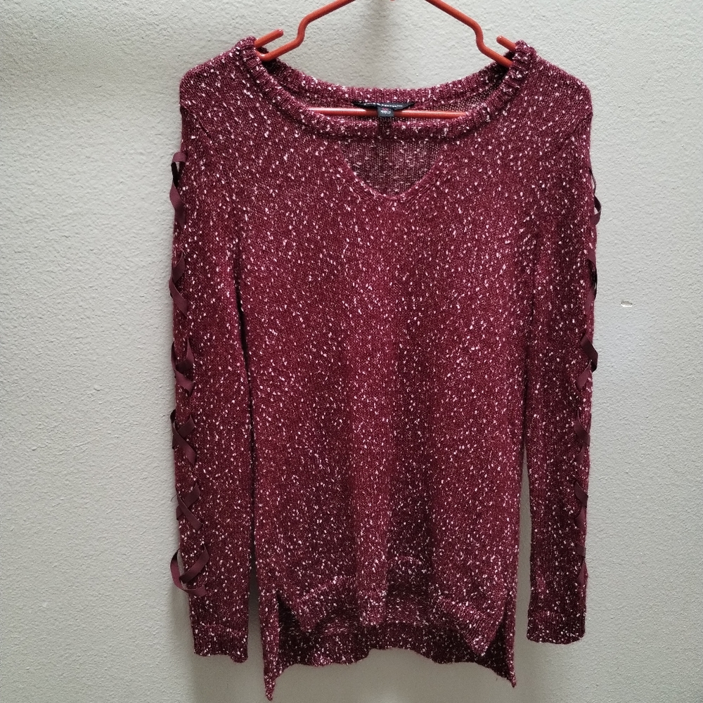 Red Cutout Hi-Low Sweater